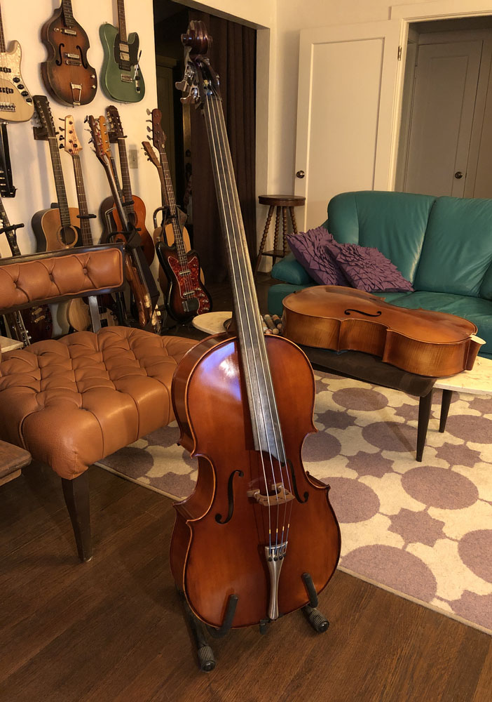 NEW - Easily convert a cello into a very nice mini-bass that has the same  notes and octave as a big honker upright bass & plays/sounds great.